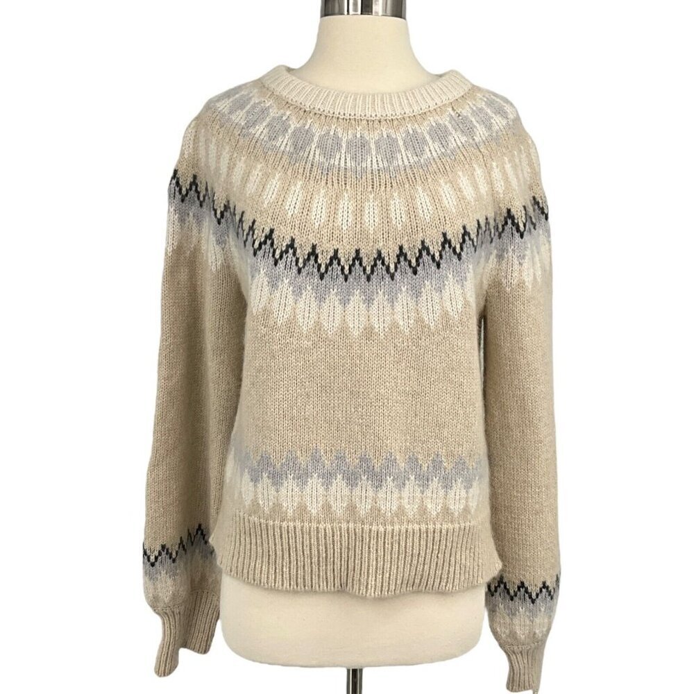 Basin + Range Fair Isle Sweater Size S Balloon Sleeve Wool Mohair Blend Knit
